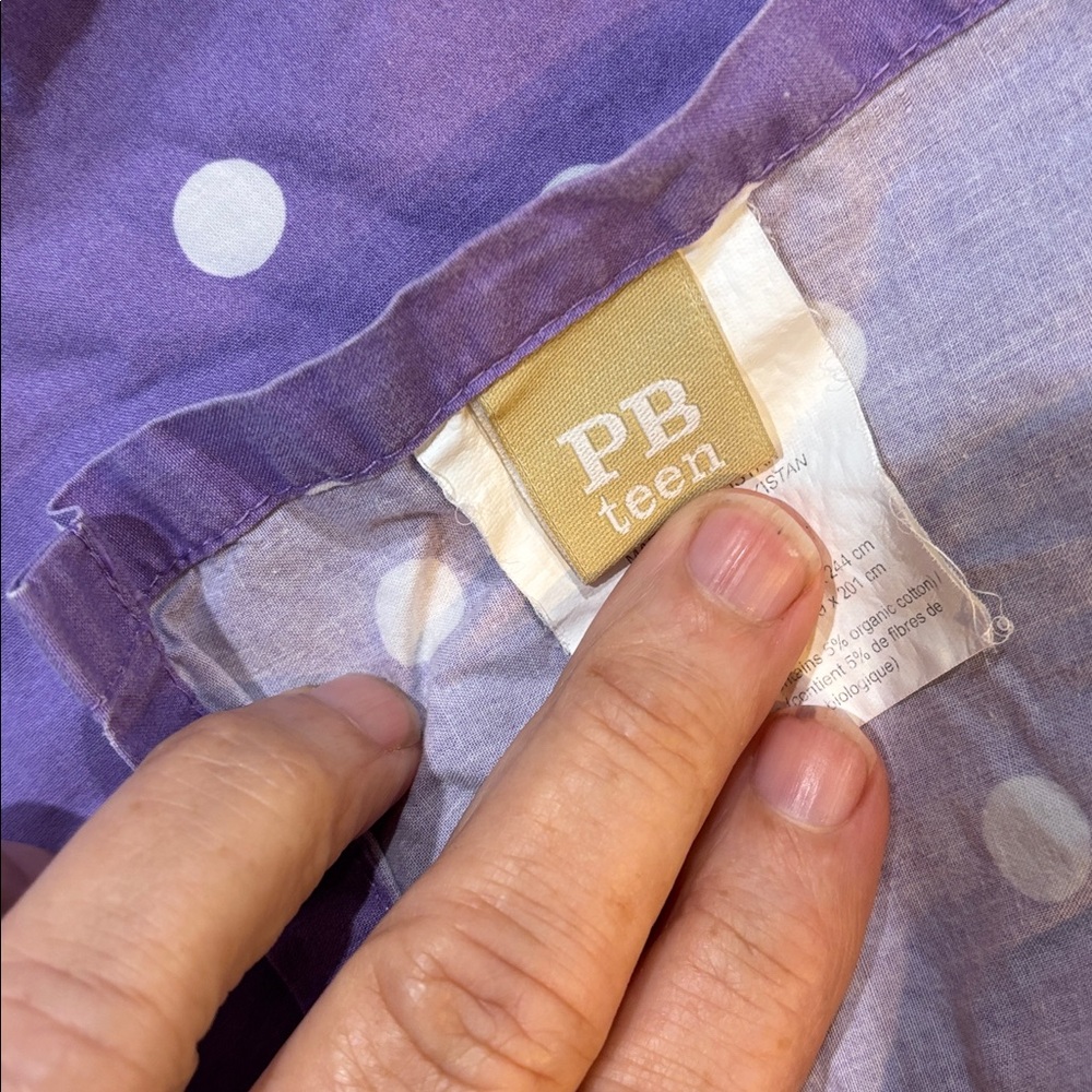 PB Teen Purple polka dot x long twin flat sheet - Picture 2 of 4